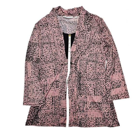 Notations Chic Blouse Abstract Design Pink Black - Picture 7 of 12